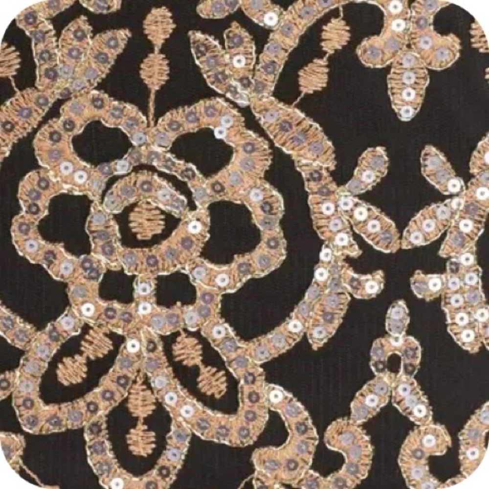 Tadashi Shoji Sequin Lace Body-Con Cocktail Black Gold Dress Sz 8 - Picture 5 of 5